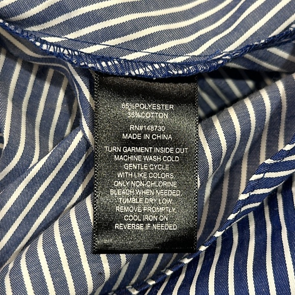 Macy’s ECI New York Size 10 Blue/White One Shoulder Diagonal Striped Dress - Picture 11 of 11